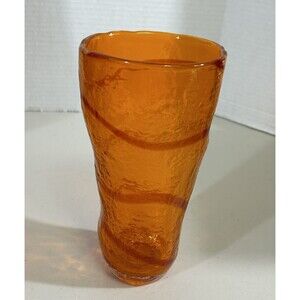 Orange Glass Swirl Stripe Pebbled Textured Iced Tea Summer Glass - Heavy